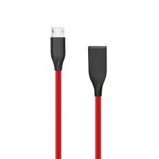 Silikona kabelis USB-Micro USB (sarkans, 1m)