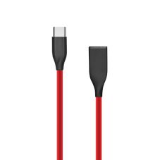 Silikona kabelis USB-USB Type C (sarkans, 1m)