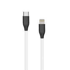 Silikona kabelis USB Type-C — Lightning (balts, 1 m)
