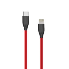 Silikona kabelis USB Type C — Lightning, 1m (sarkans)