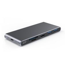 Adapter USB-C - HDMI, 2x USB 3.0, SD, TF, PD60W + M.2 NGFF SSD Case                                 